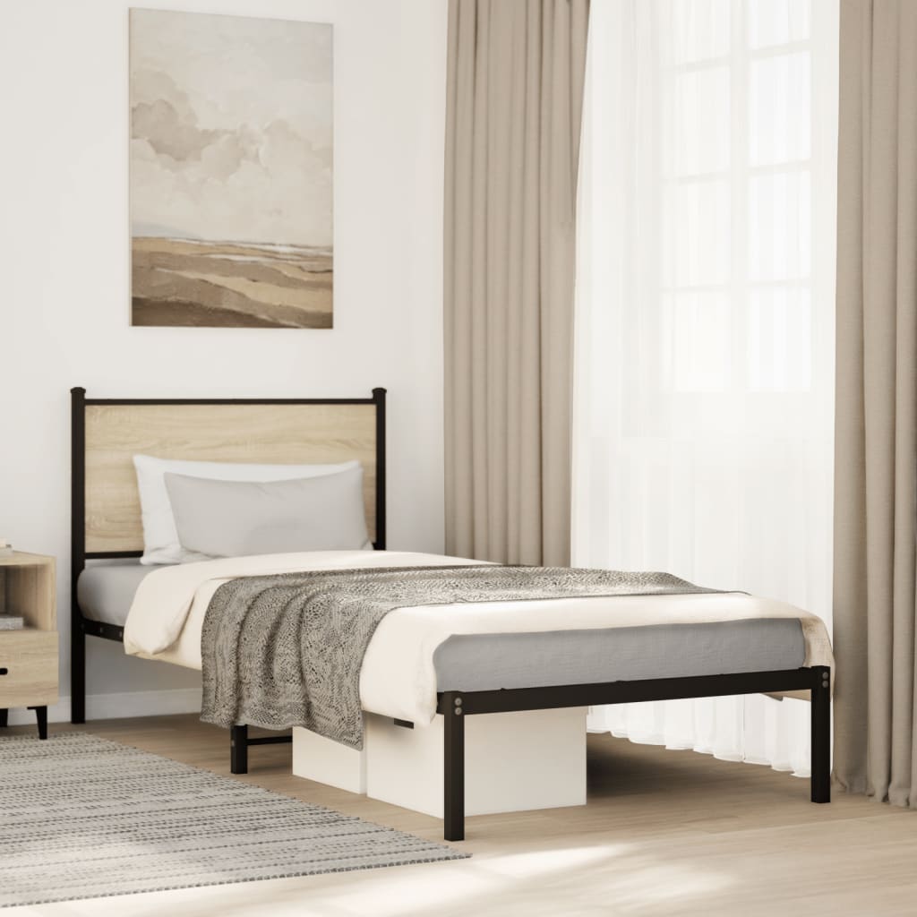 Łóżko Metalowe Czarne Rama łóżka Ze Stelażem Łóżko Do Sypialni Pokoju 90x190 cm