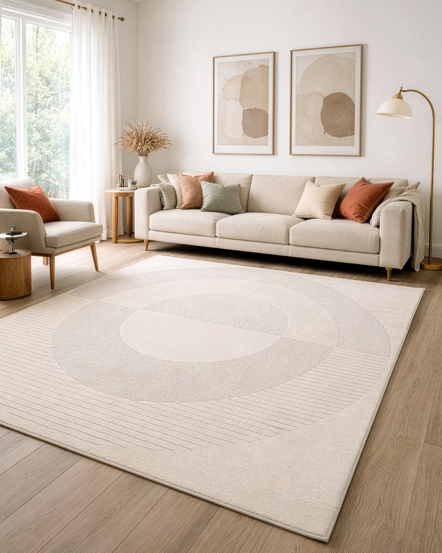 Tapis crème DUNE 2502 – géométrique, cercles, structure 180x270 cm ...