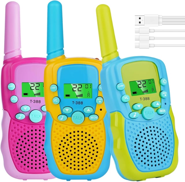 Talkies pour enfants, rechargeables, talkies, jouets, cadeaux pour les enfants de 4, 5, 6, 7, 8, 9, 10 ans(3 pièces - pas de batteries.)