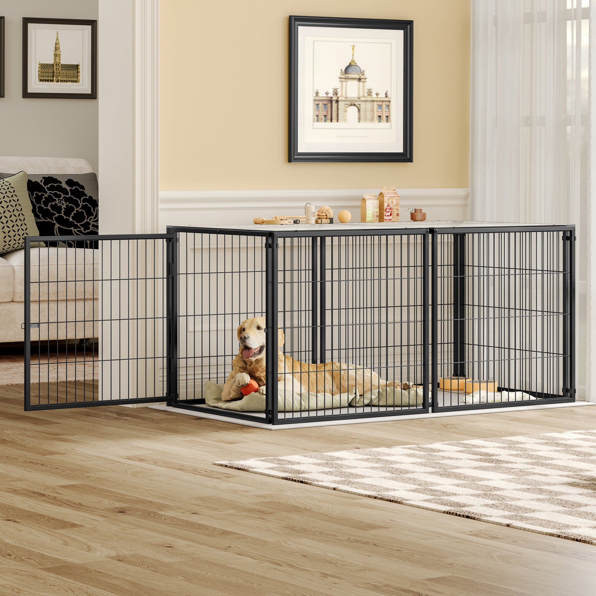 Basics Modulare Moradia para Cão 160x80x80 cm, Flexibler Hunde-Käfig mit Sicherheitsdec... - 2