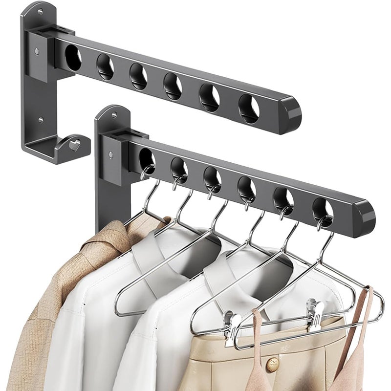 Suszarka do ubrań składana - ścienna - obrotowa 90° - na balkon, do łazienki, pralni, 6 otworów, 2 sztuki.