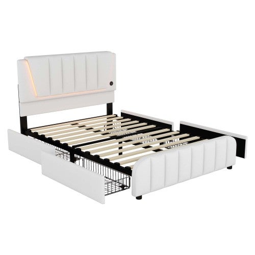 Lit Banquette 140x200 Cm En Pin Et MDF – Avec Rangements Latéraux, Garde-corps Et Sommier à Lattes