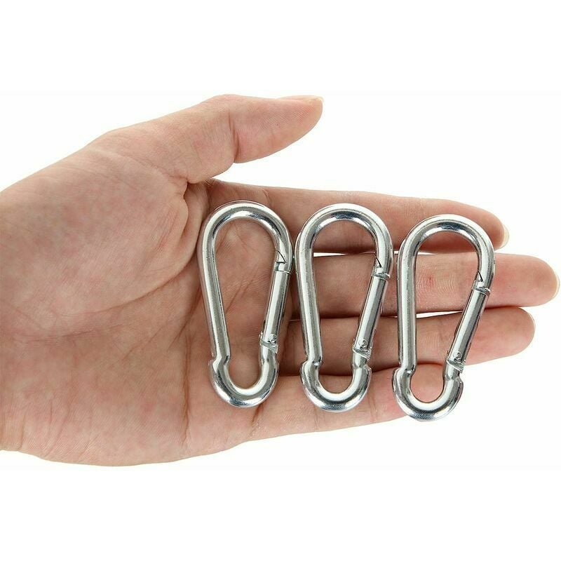 M6 Mousqueton Inox, 20 PCS Mousqueton de Fixation pour Charges Lourdes - Mousqueton en Acier Inoxydable Capacité de Charge de 120 kg, 60mm x φ6 mm - 3