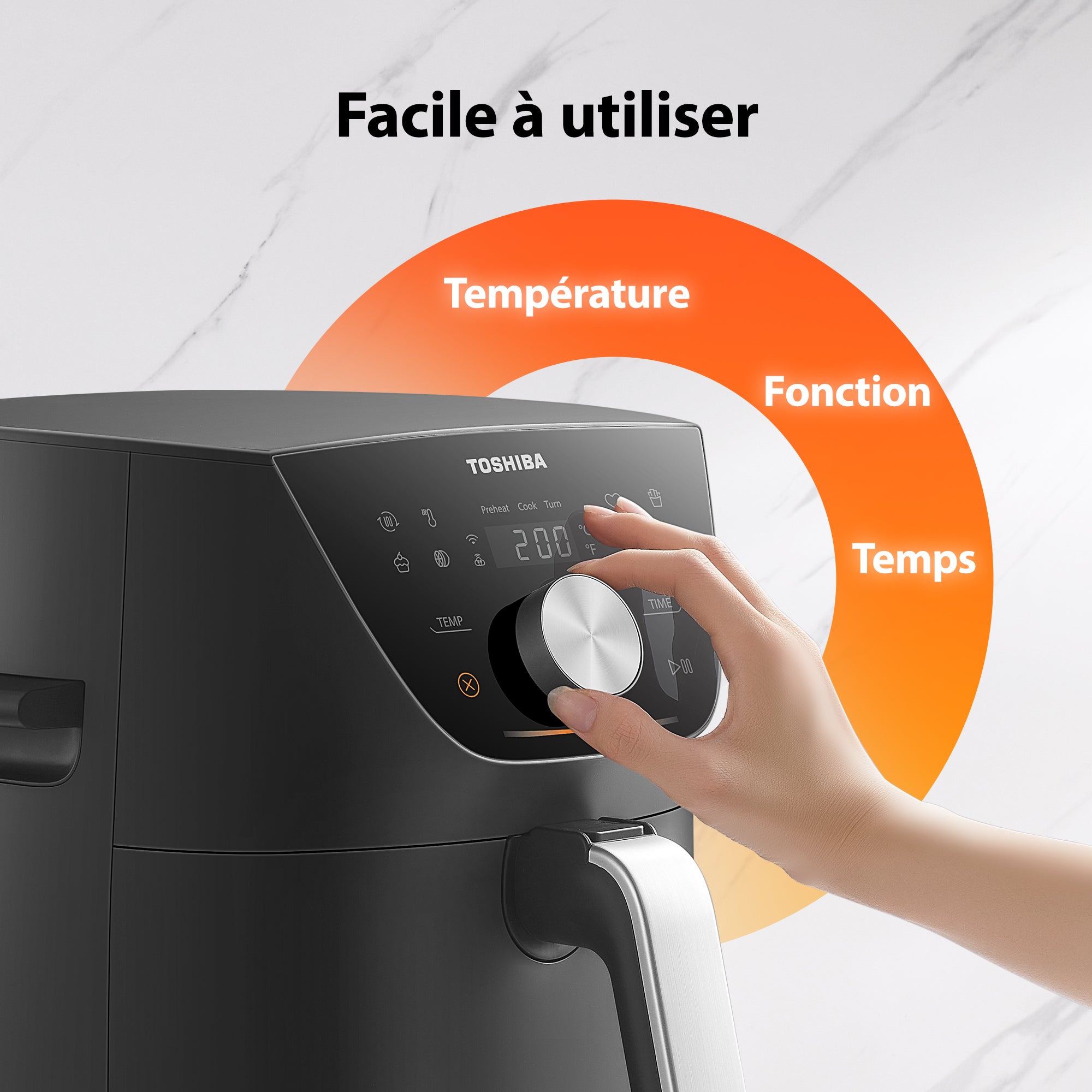 Friteuse sans huile TOSHIBA AirFryer Capacité 5,2L - 8 menus prédéfinis et fonction - 1550W - 11