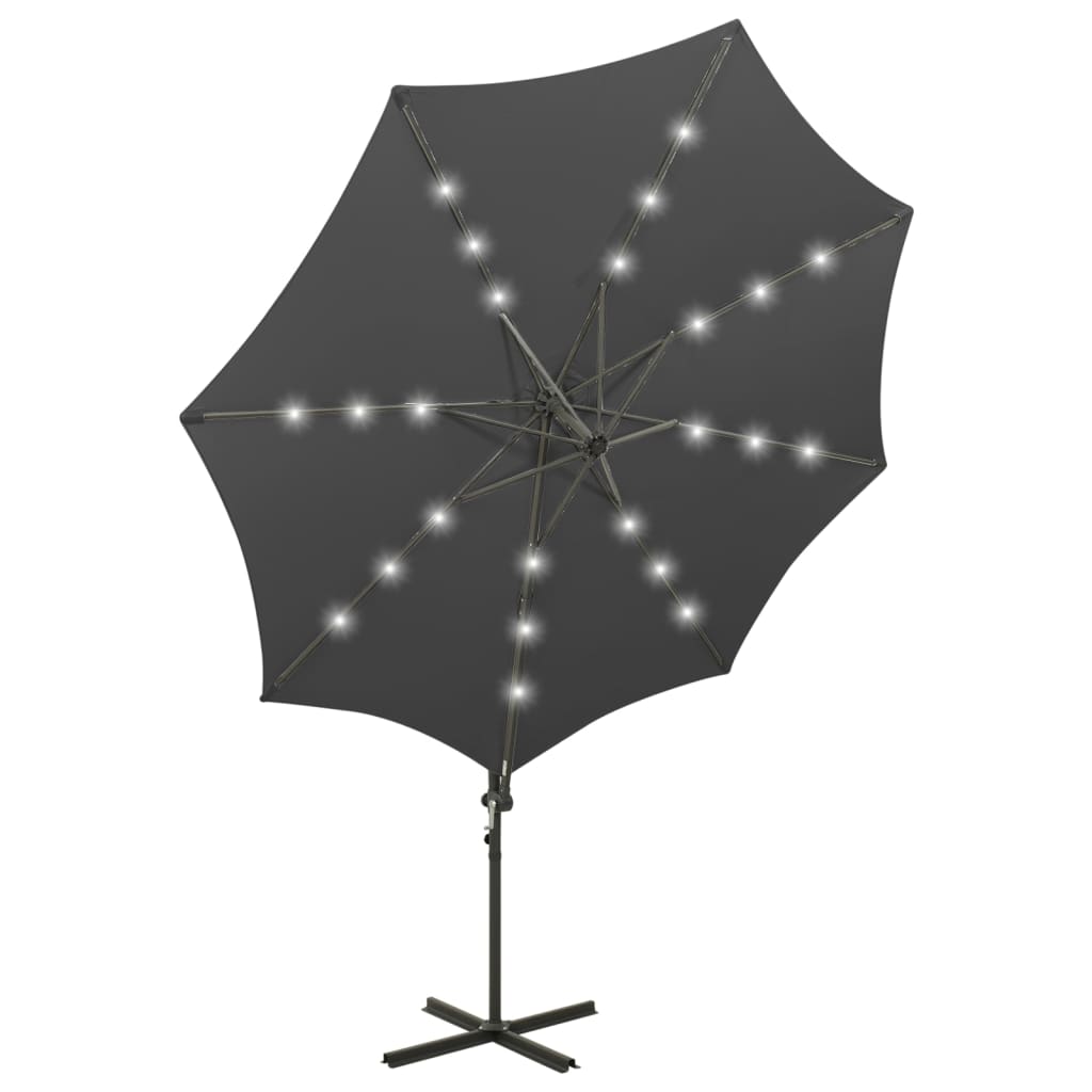 Parasol déporté | Parasol de jardin avec mât et lumières LED Anthracite 300 cm CFW52015 - 5