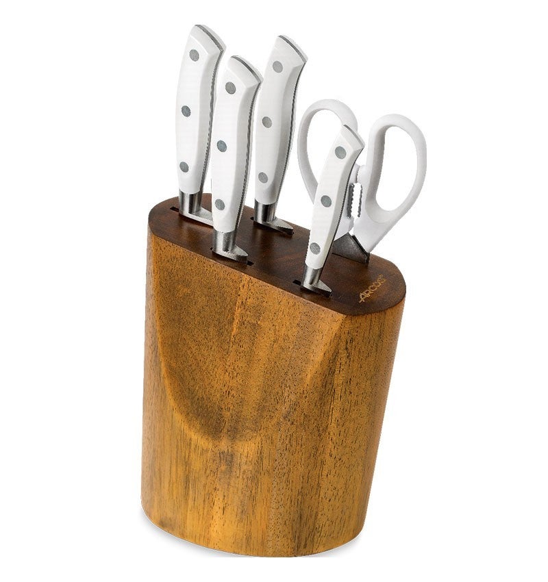 Arcos Juego Cocina 4 Pzas. Serie Riviera Blanc + Tijeras + Taco Madera Blanco , Leroy Merlin