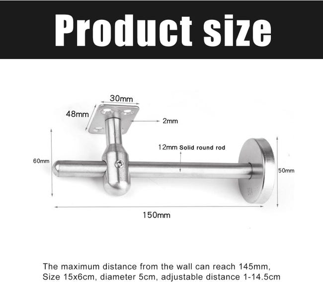 Staffe Per Corrimano In Acciaio Inox - 6 Pezzi, Nero, Per Scale E Ringhiere In Legno/Metallo - Foto 8