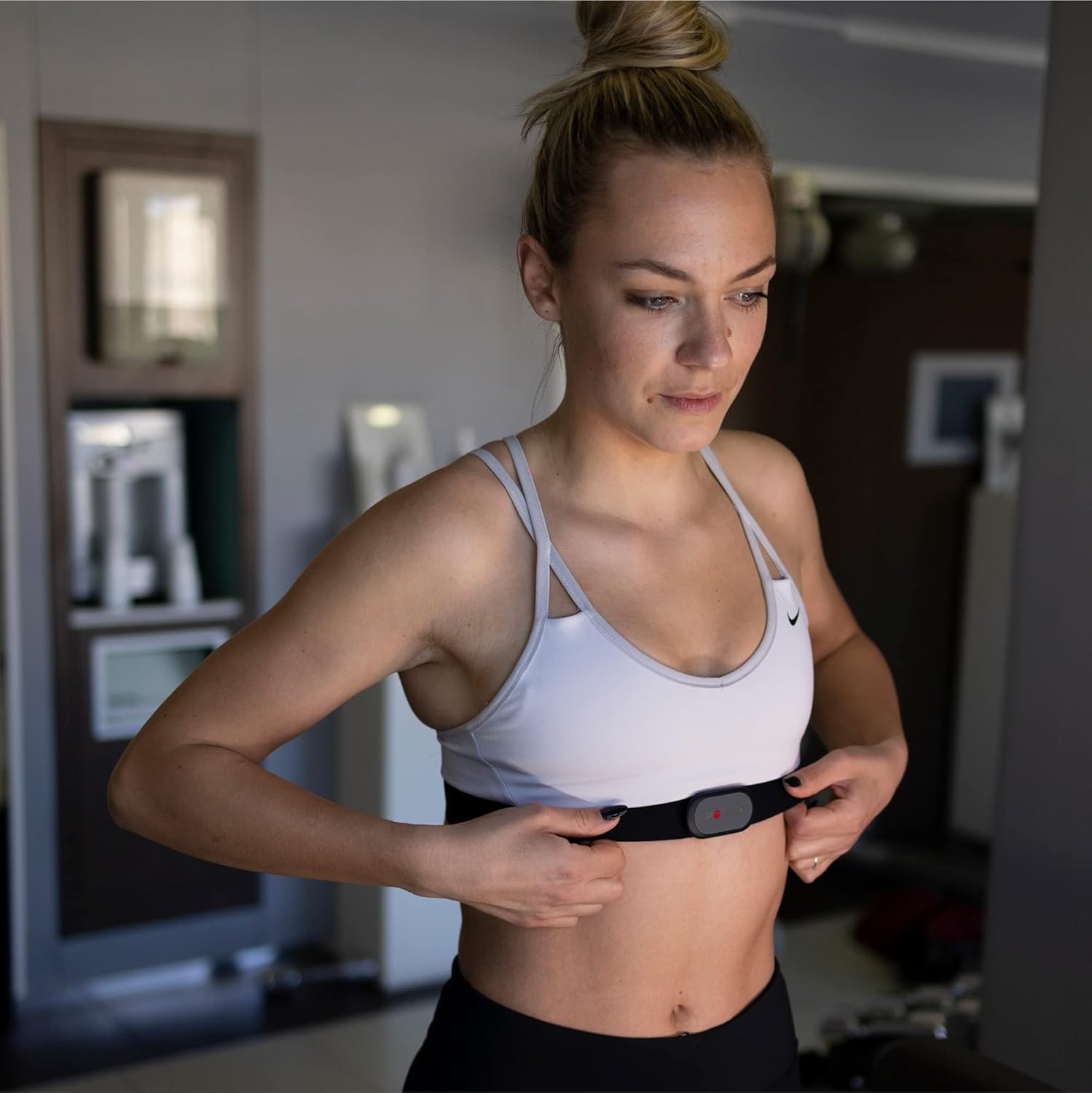 Versión en español — h9 capteur de fréquence cardiaque – bluetooth/ant+ – moniteur fc étanche avec ceinture pectorale souple pour salle de sport, cycl