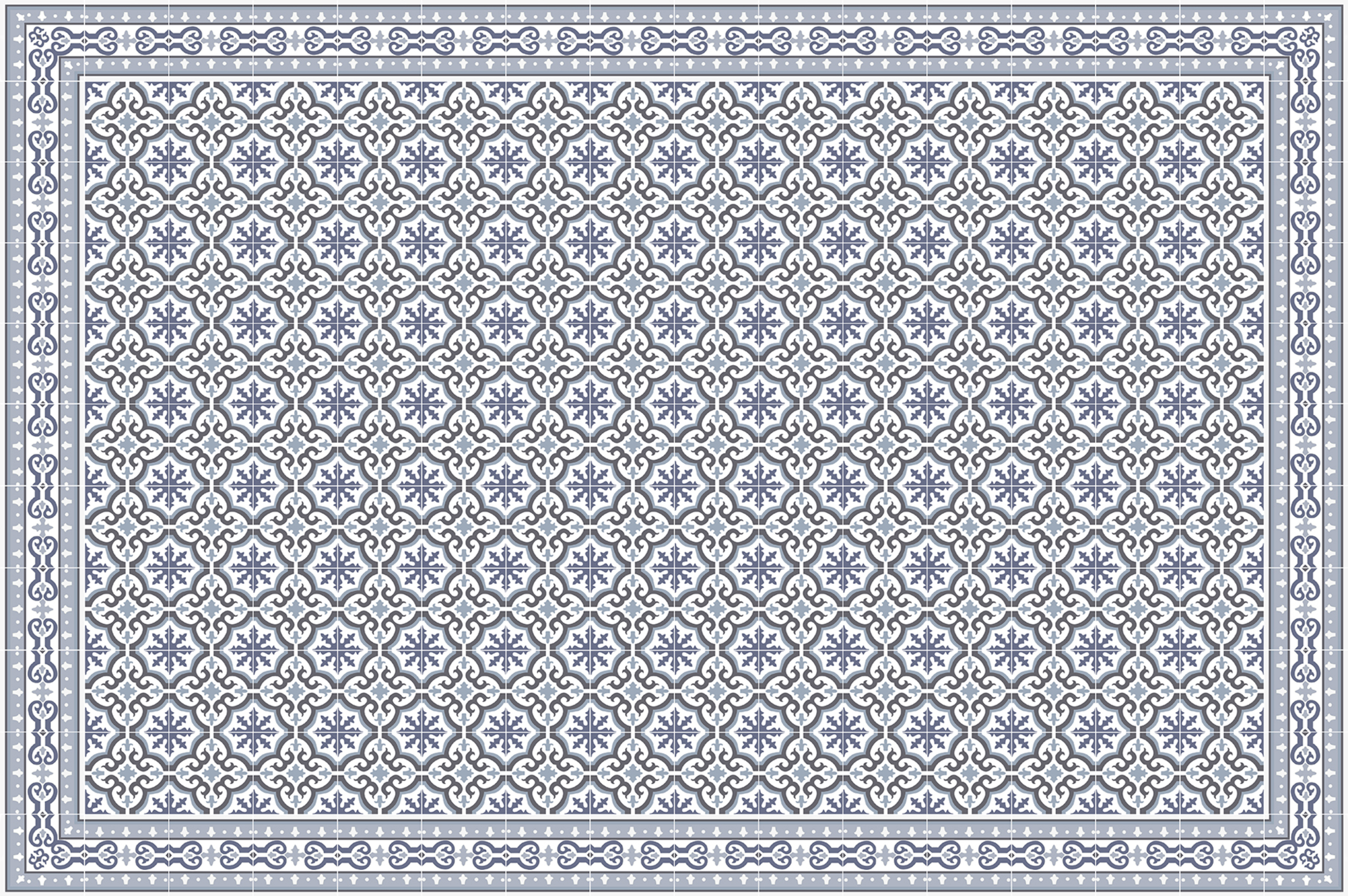 Alfombra de vinilo jeanette 133x200 cm - pvc antideslizante, vinilica para cocina o salón, lavable, estilo hidraúlico