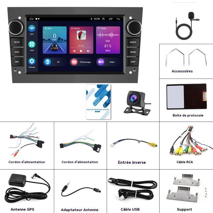 1+32G Android 13 Autoradio avec Wireless Carplay Android Auto pour Opel Corsa Astra Vectra Zafira Meriva Vivaro, 2 Din 7''.[Z1569] - 6