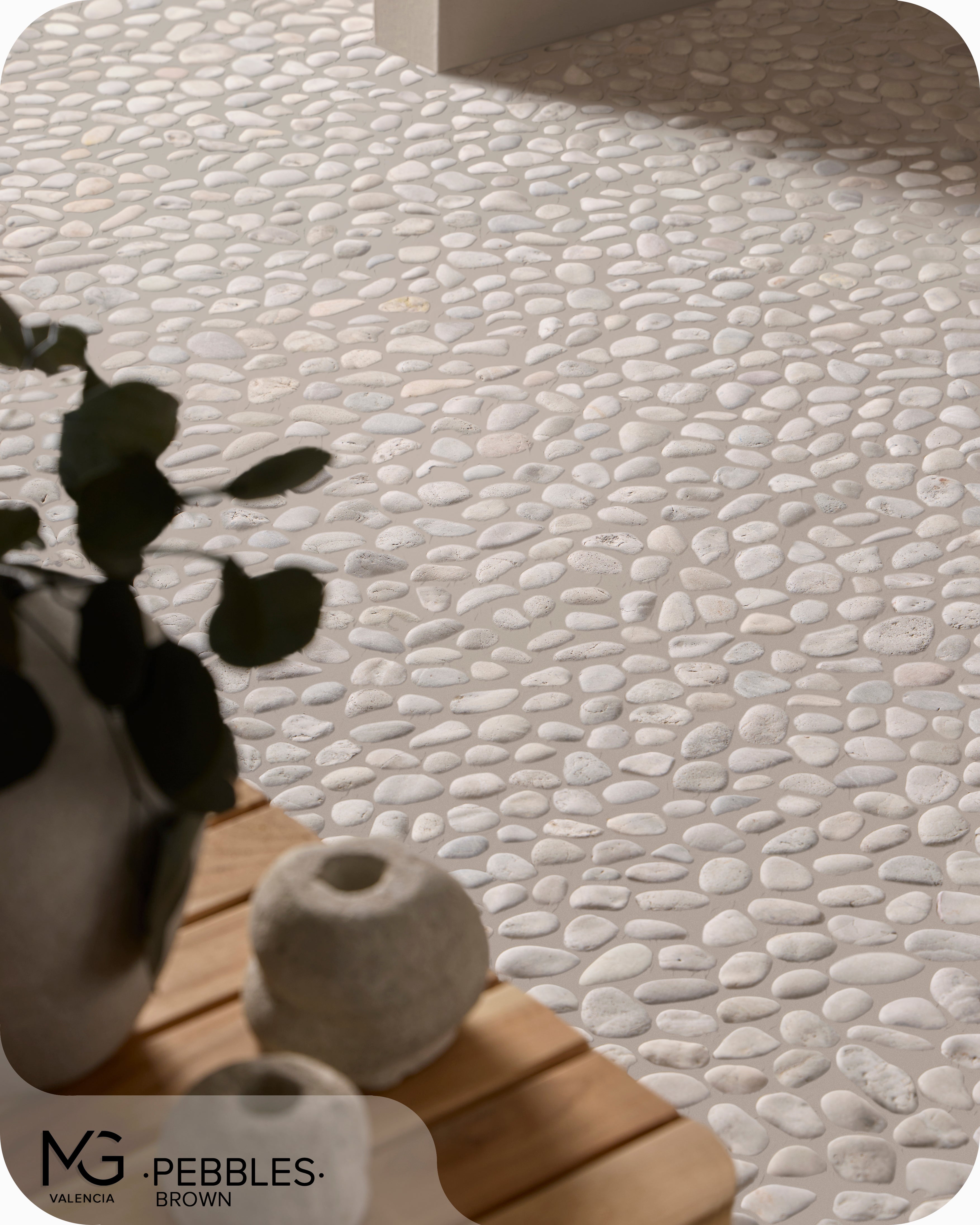 Mosaïque de galets de mer naturels 30x30cm | PEBBLES BROWN | (Boîte de 11 mailles = 1m2) - 7