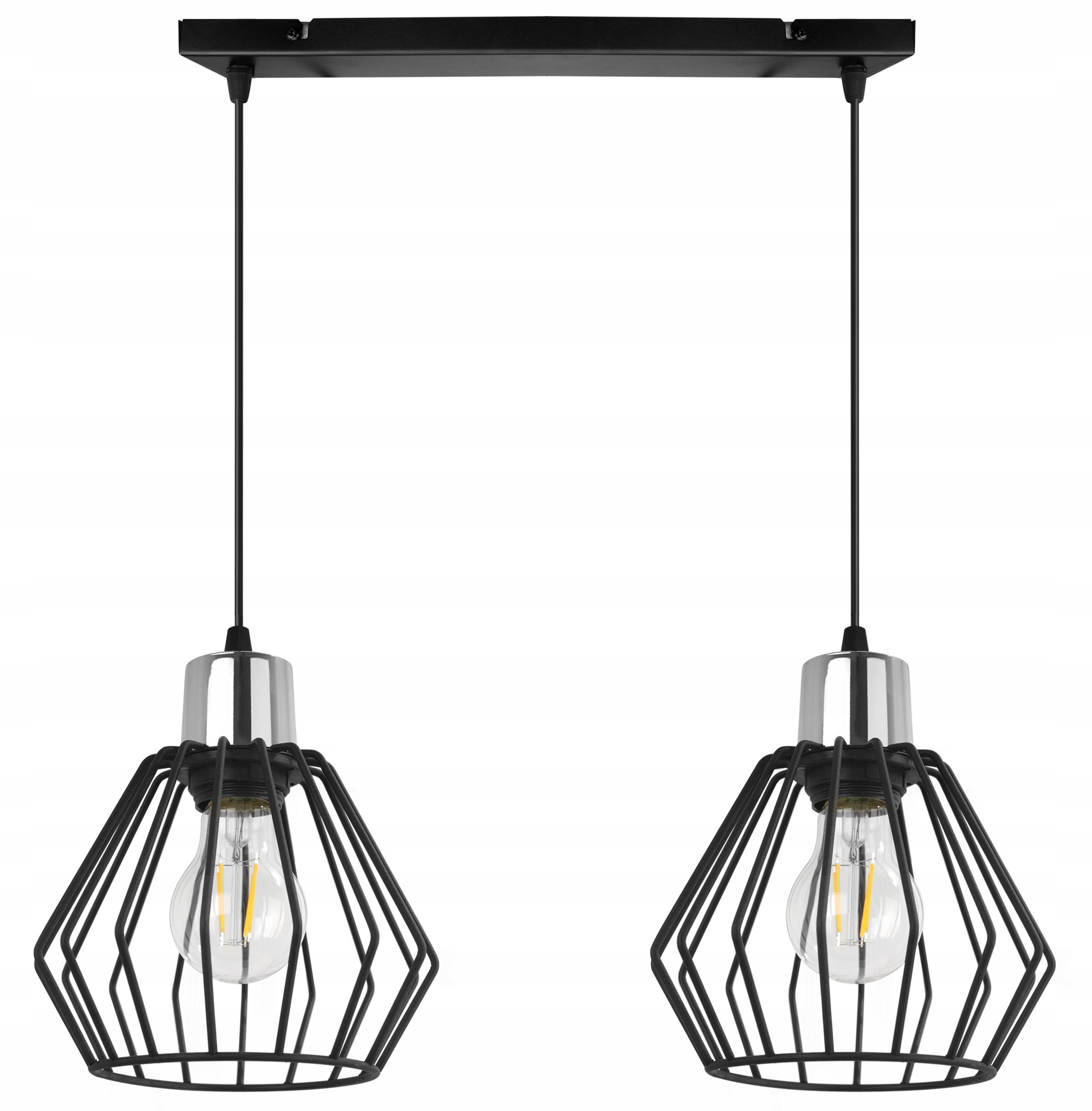 Lampa sufitowa wisząca Nuvola glam 2xE27 abażur druciak diament srebrny/czarny Light Home LH