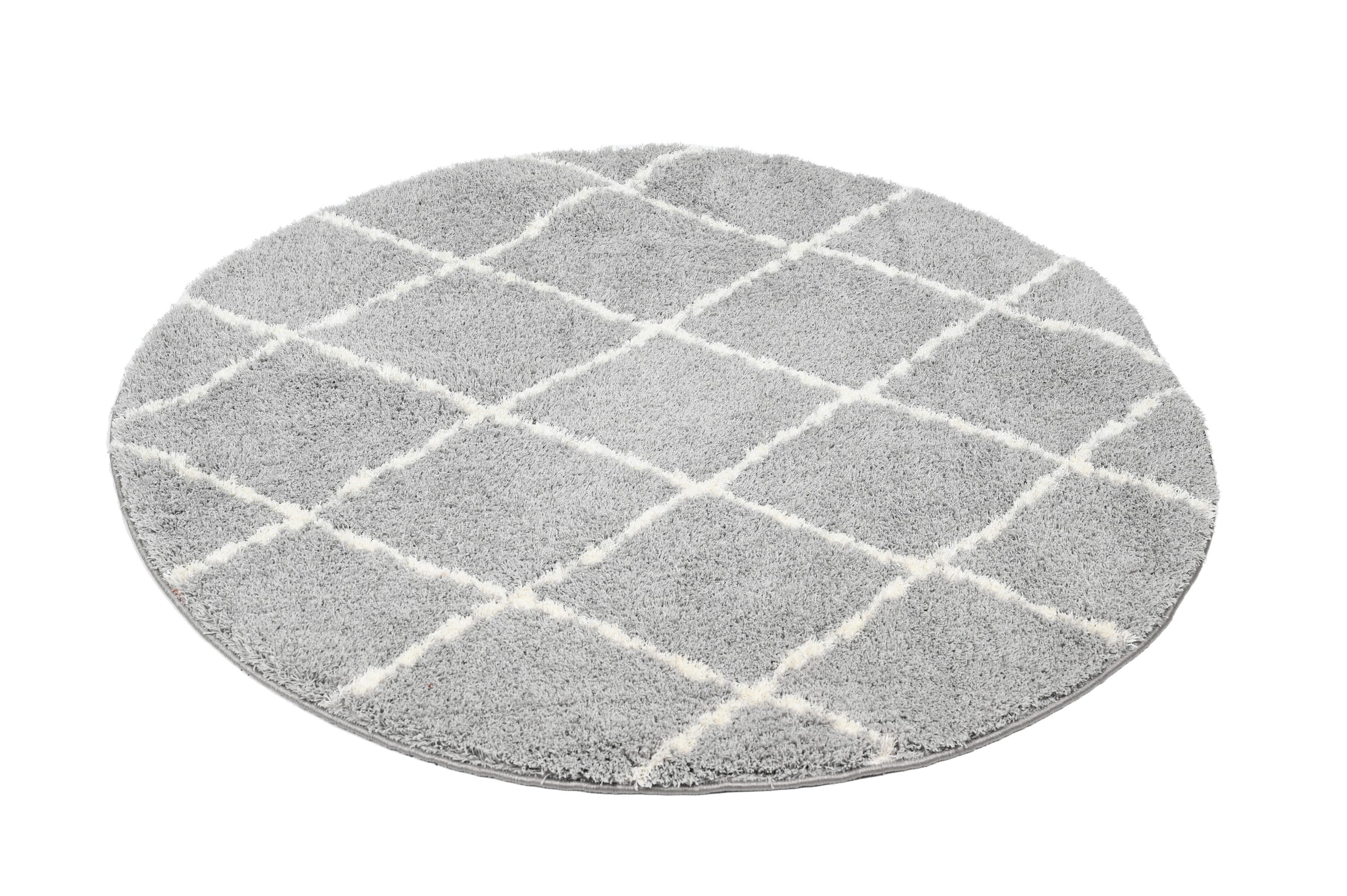 Tapete redondo de microfibra 120 cm cinza/branco Étnico - 3