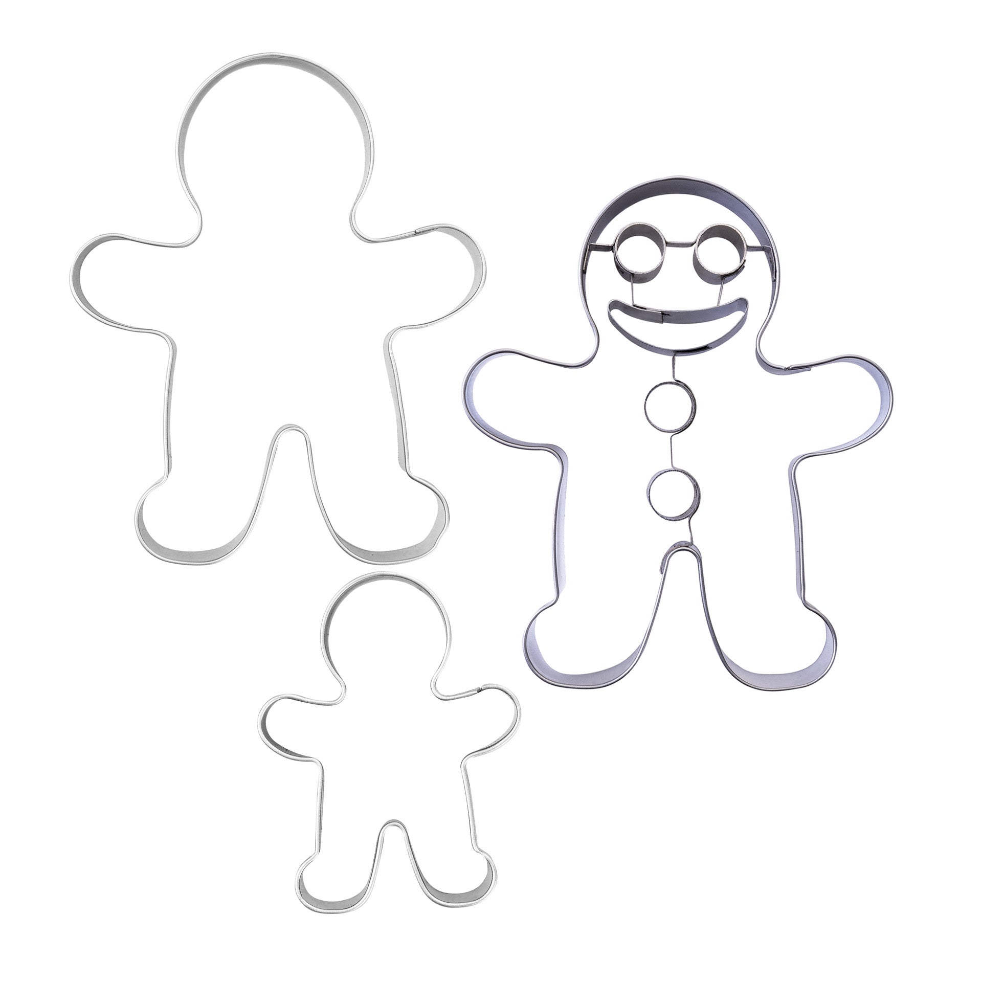 HomeTools.eu Set Da 3 Formine Per Biscotti In Acciaio Inox - Uomo, Donna E Bambino - Ideali Per Pan Di Zenzero E Feste Di Natale - 2