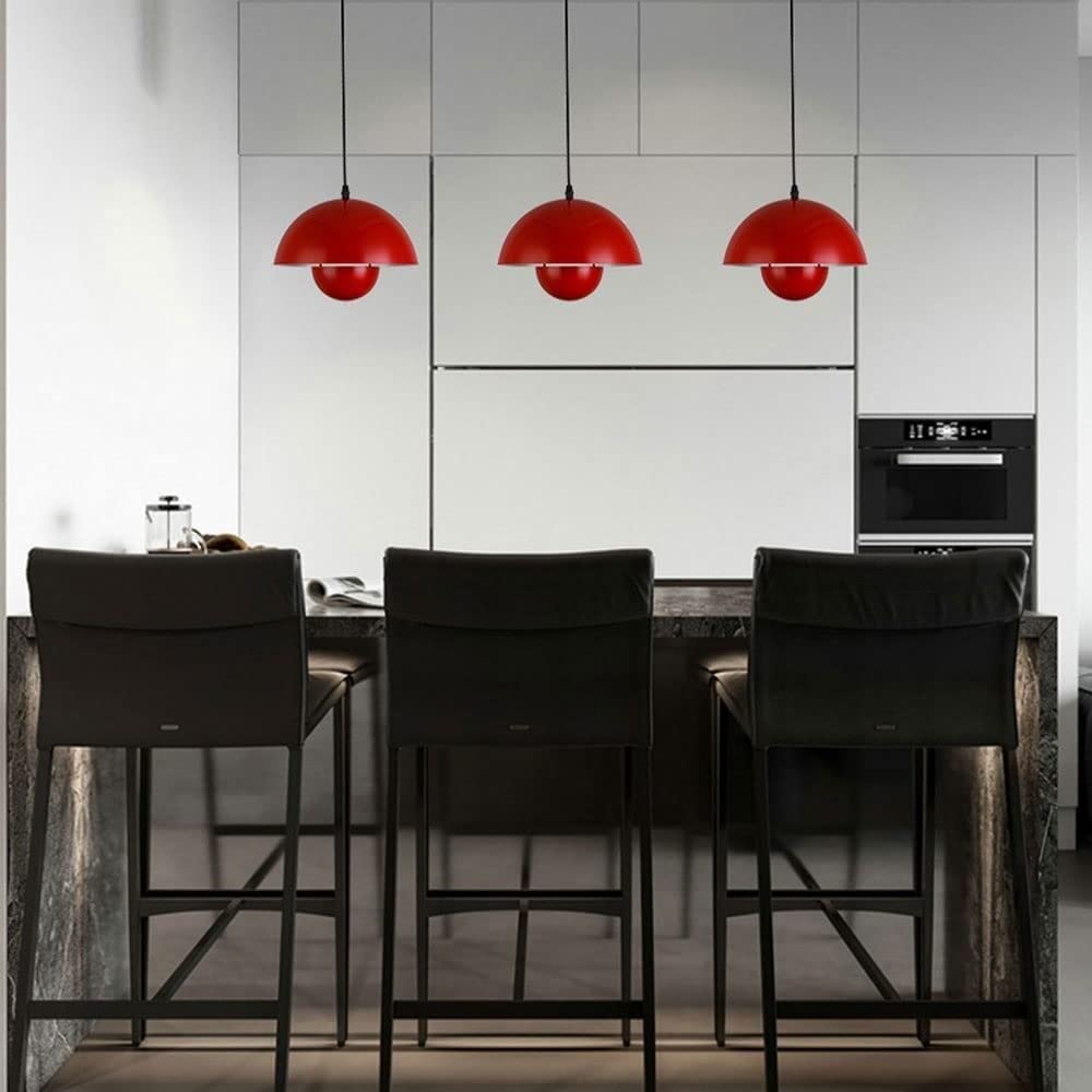 Żyrandol, nowoczesna lampa wisząca, lampa sufitowa z żarówką, oświetlenie wewnętrzne, ciepłe światło, 23 cm (czerwony) - 7
