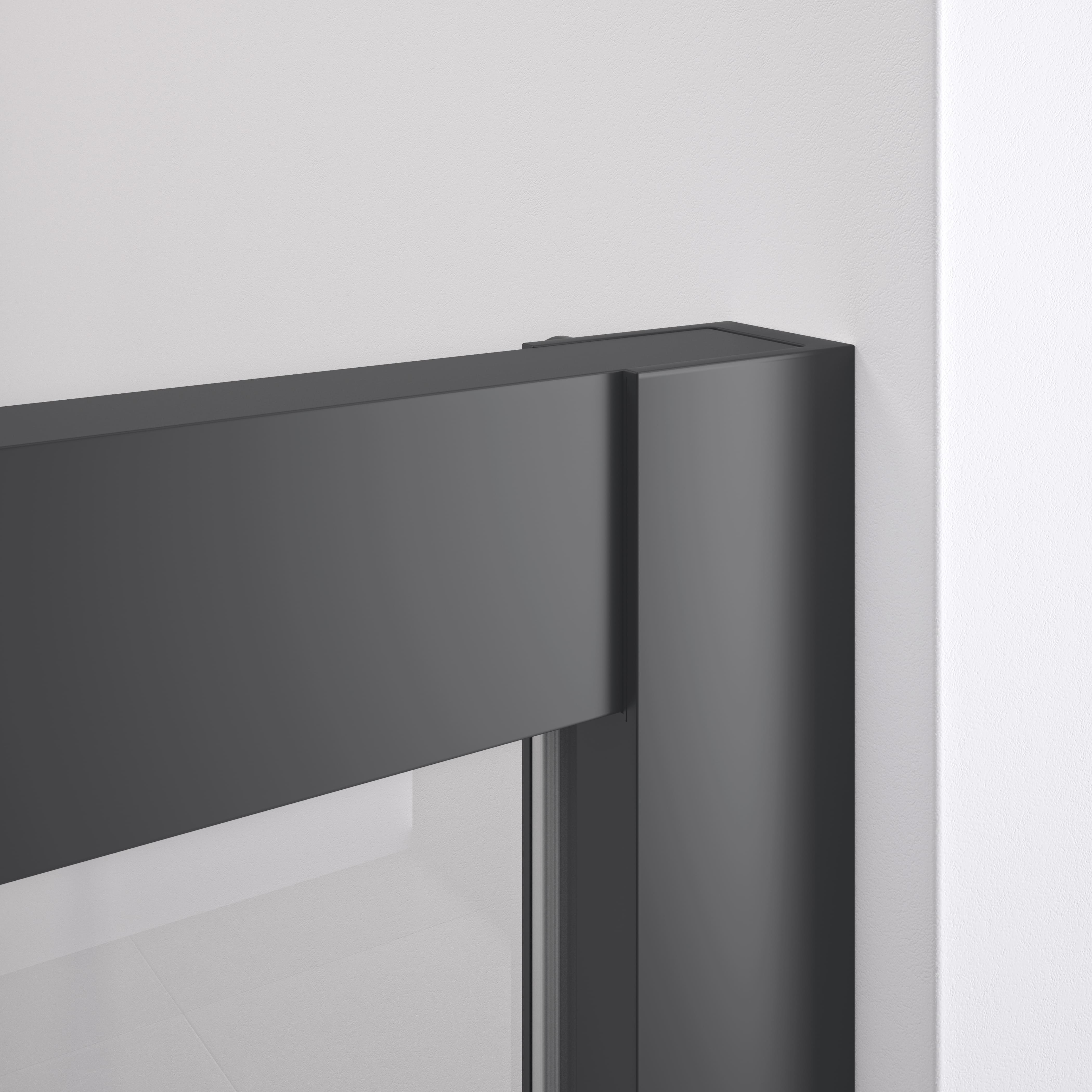 Porta de duche de correr frontal deslizante+fixo - Vidro anticalcário 6mm - Perfis Preto Fosco -Largura 115 a 120 cm - Porta direita - Altura 195cm - 2