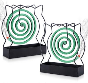 2 supporti a spirale per zanzare, portatili, con 2 pennelli, porta bobine per zanzare, in metallo, per casa, campeggio, giardino