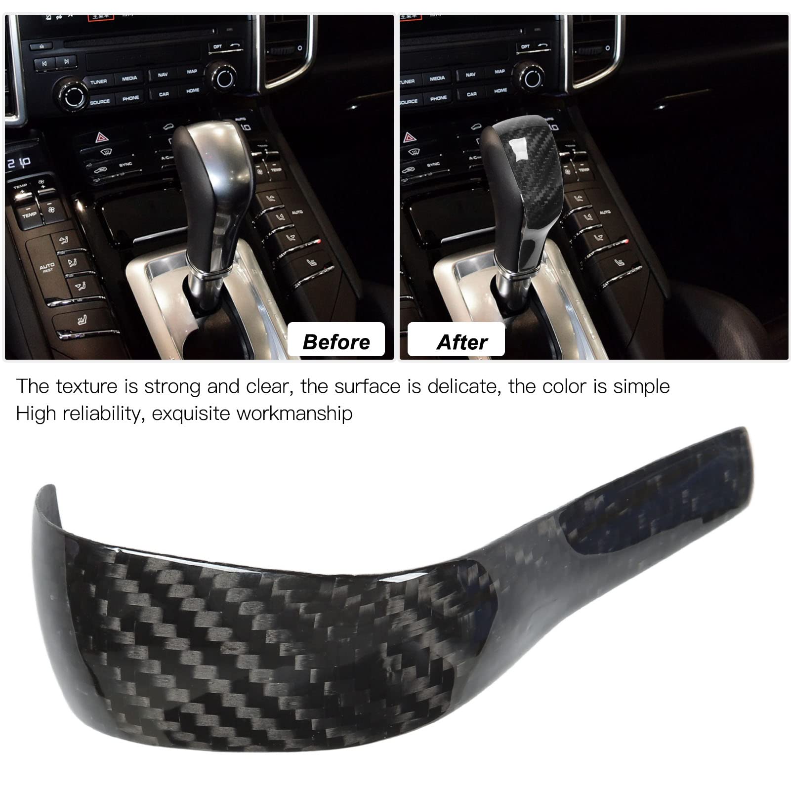 DAZZLEEX Copertura Pomello Cambio In Fibra Di Carbonio Per Porsche Cayenne 958 (2011-2017) - 3
