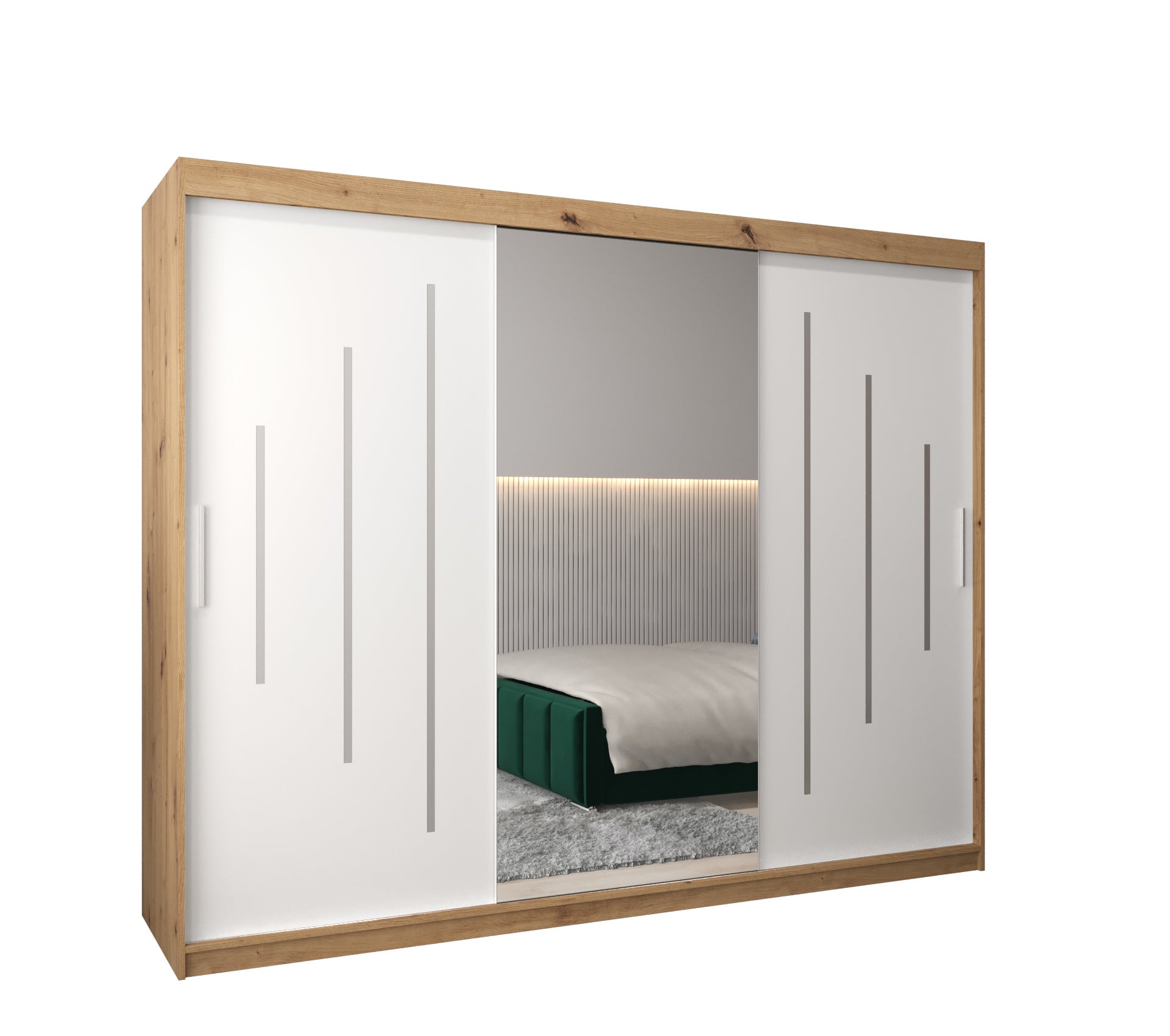 Szafa przesuwna garderoba York 1 250 x 62 x 200 cm Artisan + Biały - Abiks Meble