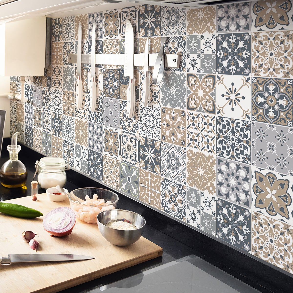 24 adesivi piastrelle di cemento azulejos bruniona - Sticker adesivo - adesivi murali - 24stickers10x10cm - 6