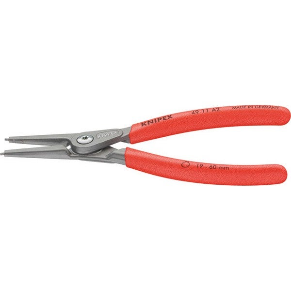 KNIPEX Pinza di precisione per anelli di sicurezza per anelli di sicurezza esterni su alberi bonderizzata grigia Rivestiti in resina, 49 11 A0