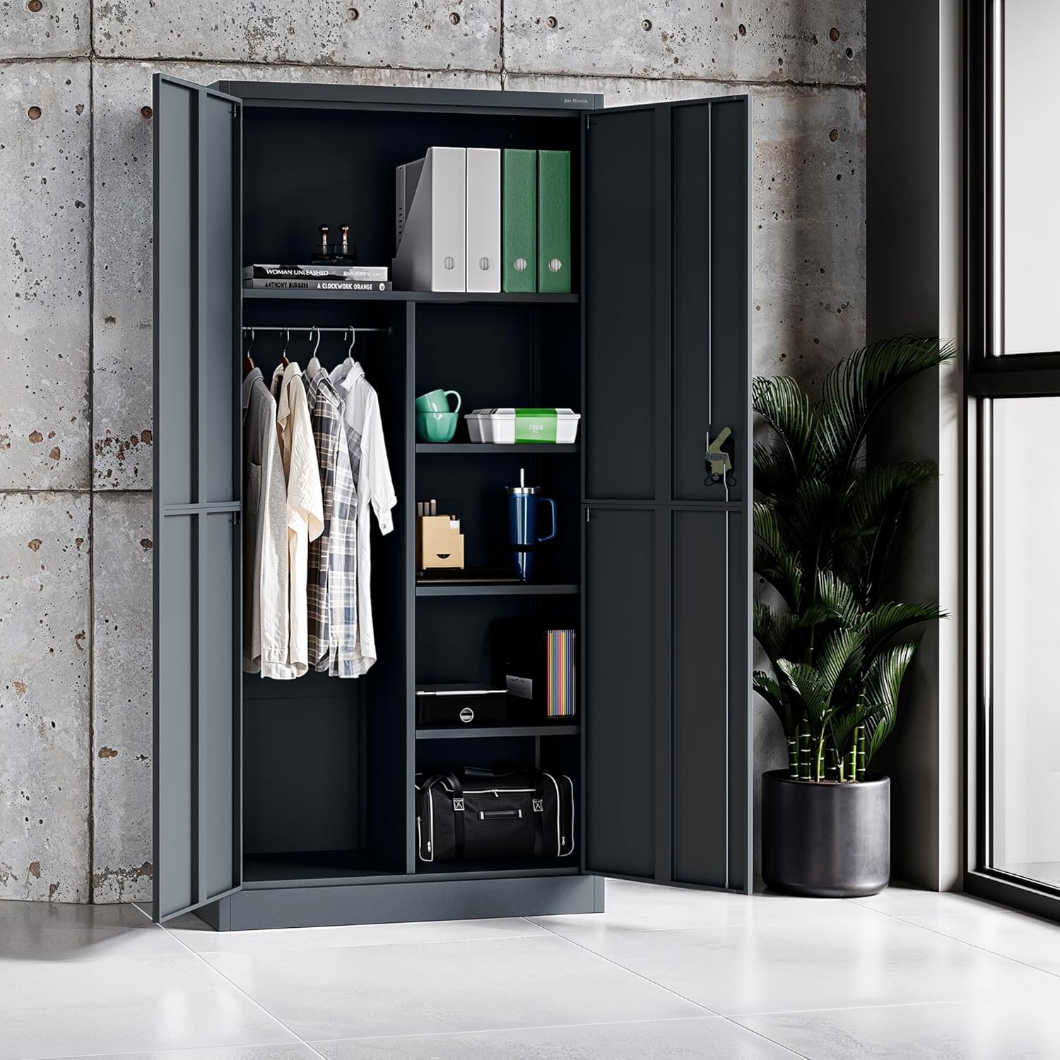 Armoire en métal Dawid SMART 185 x 90 x 40 cm - Armoire de bureau ...