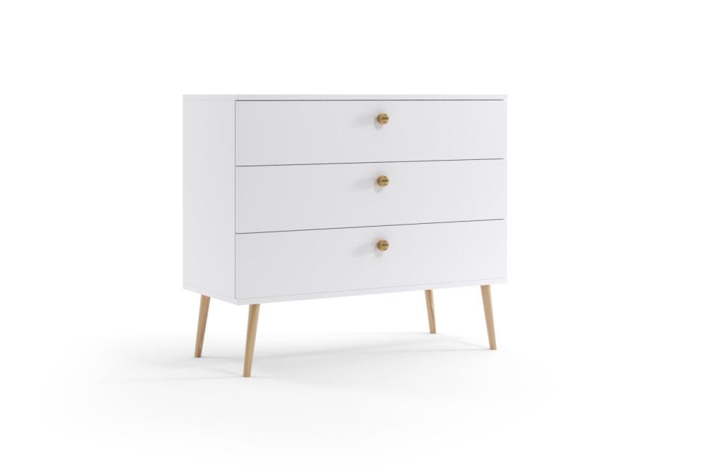 Komoda LEBEL 2 z szufladami 100cm biała mat