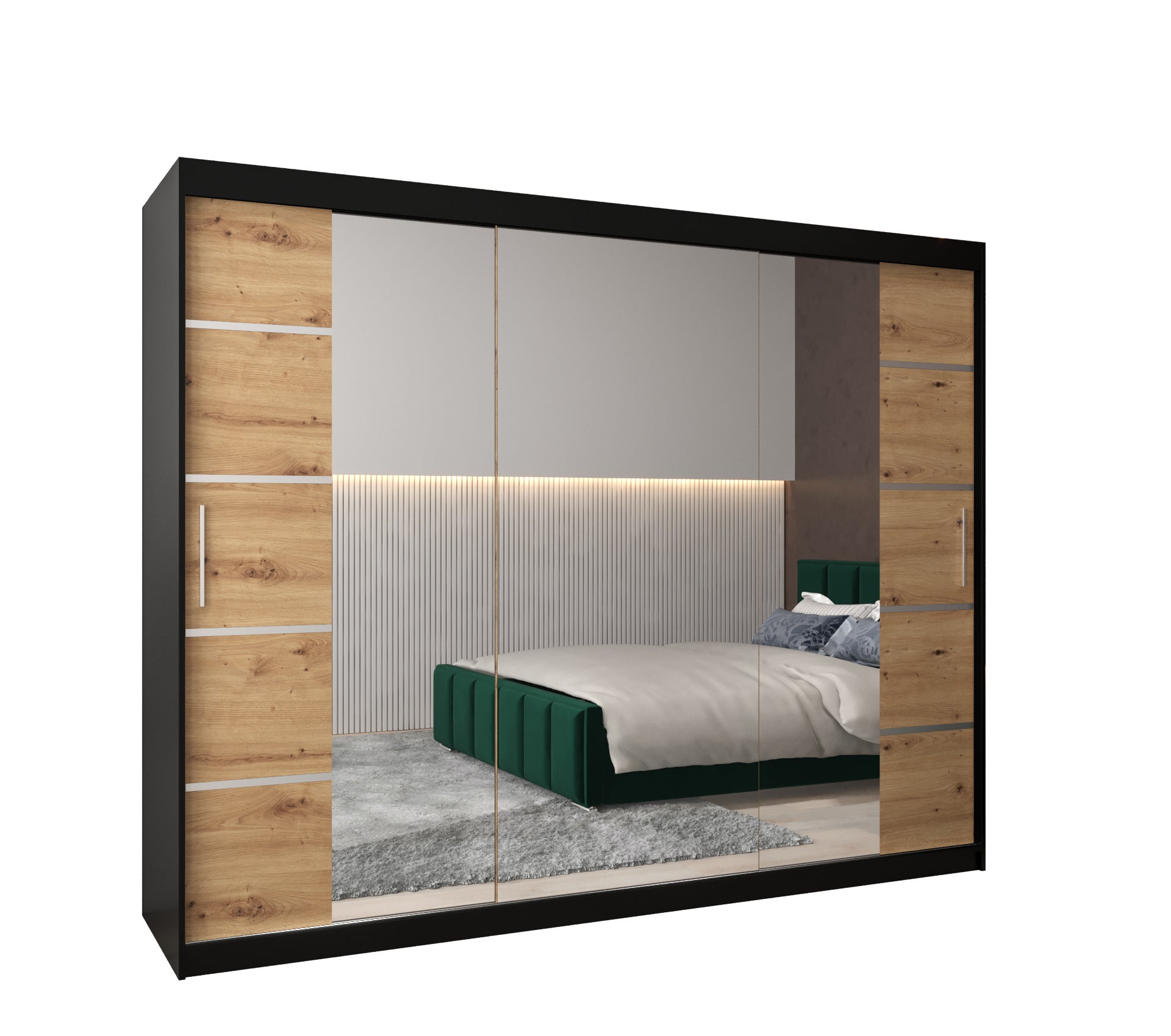 Szafa przesuwna garderoba Verona 4 250 x 62 x 200 cm Czarny + Artisan - Abiks Meble