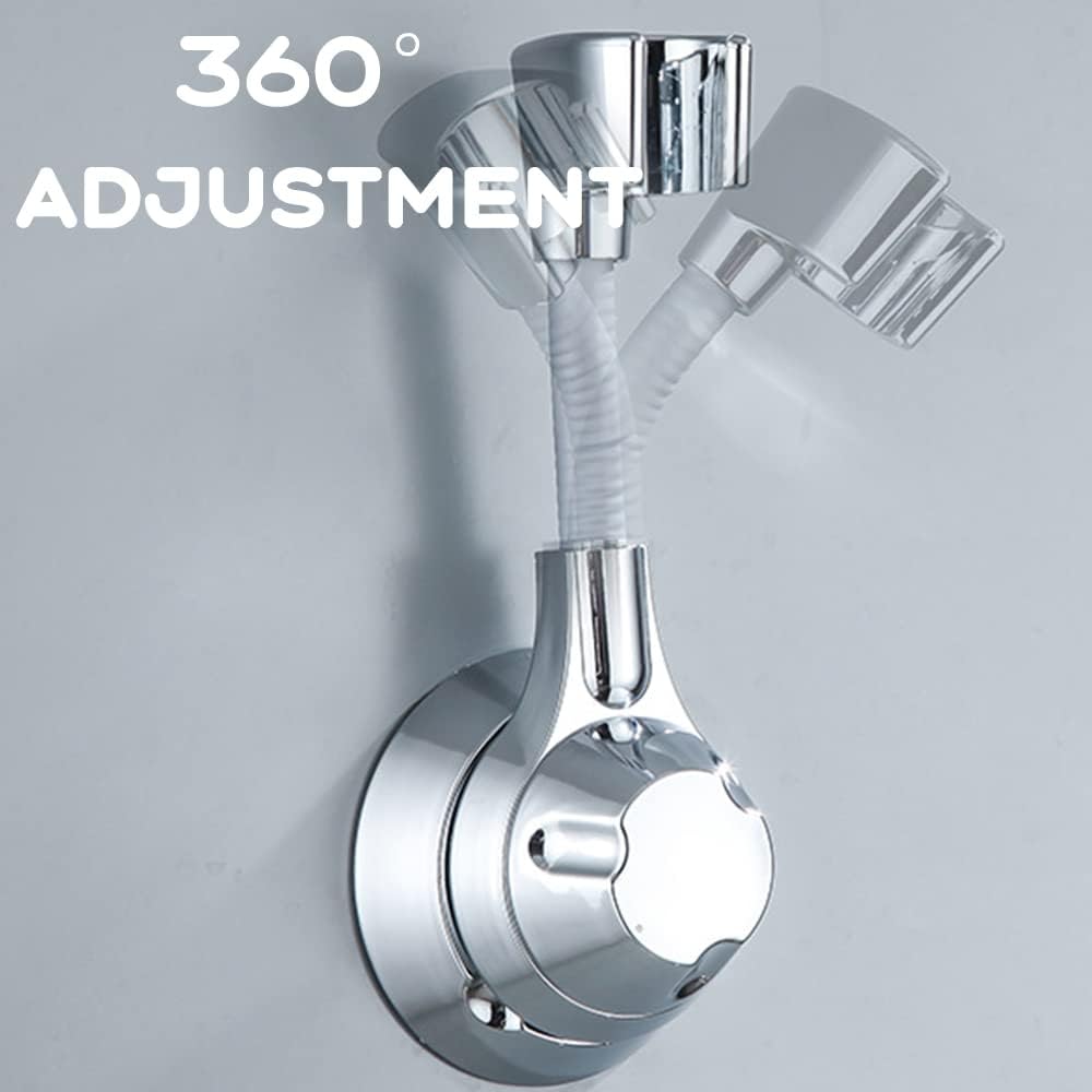 Support de pomme de douche à 360 °, support de pomme de douche à main réglable, support de douche réglable, montage mural amovible sans poinçonnage - 2