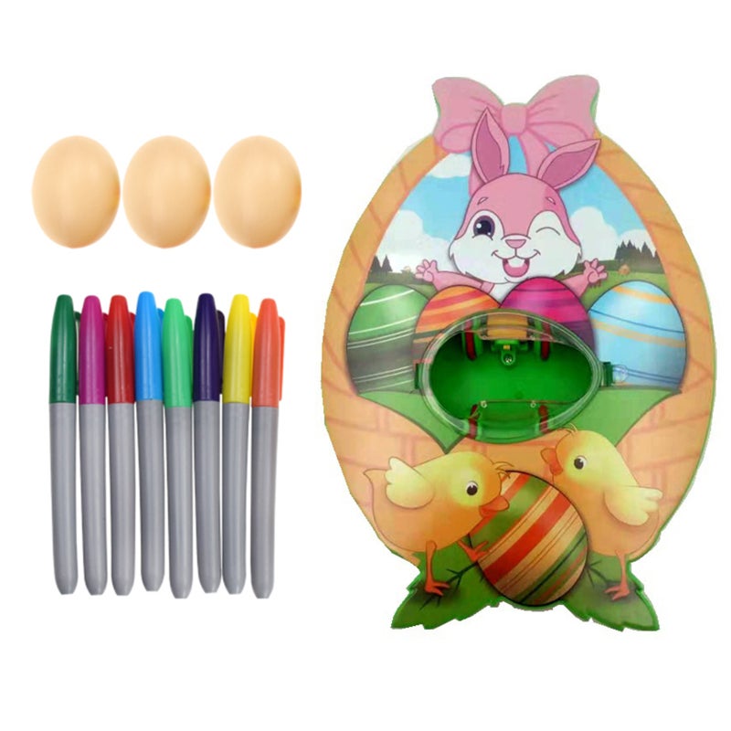 Com-four® Kit Peinture œufs De Pâques – 2 Machines, 8 Couleurs, Pinceaux, Livrets – Dès 3 Ans