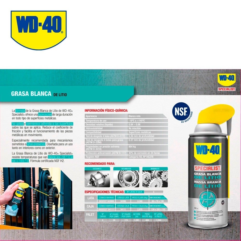 GRASSO BIANCO AL LITIO SPRAY ML 400 DOPPIA POSIZIONE WD-40 SPECIALIST