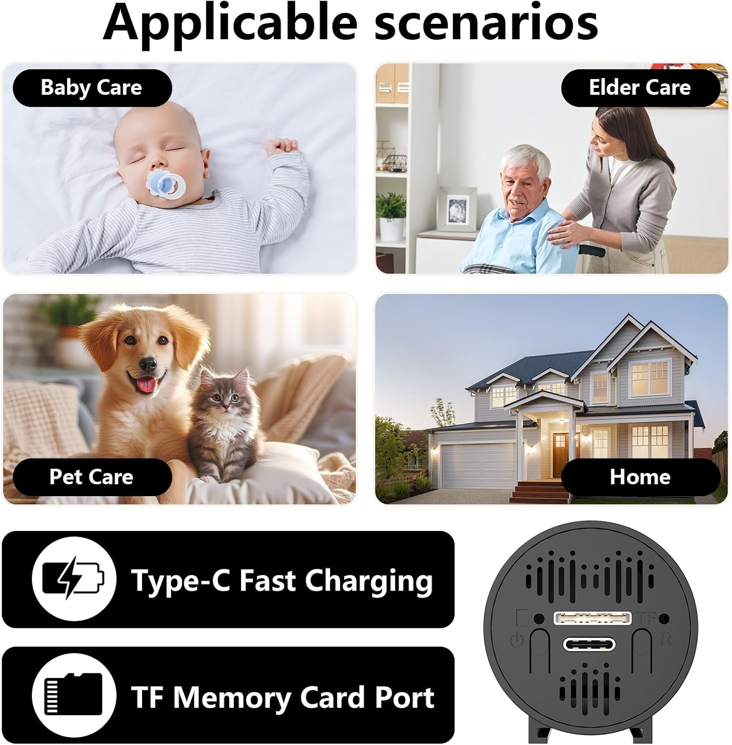 Caméra cachée, caméras de sécurité HD WiFi sans fil avec stockage sur carte SD et contrôle par application, surveillance sans fil - 3