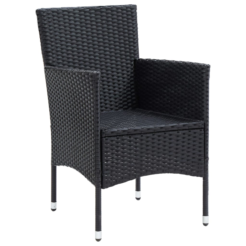 Maison Exclusive - Set Mobili da Pranzo per Giardino 5 pz Nero Polyrattan e Vetro - 8
