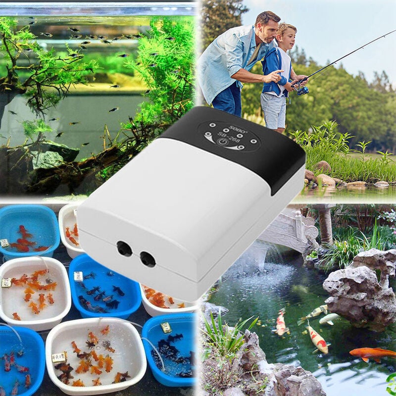 Aerador para aquário de peixes Bomba de oxigénio recarregável por USB de dupla finalidade Acessórios SB-268 + - 3