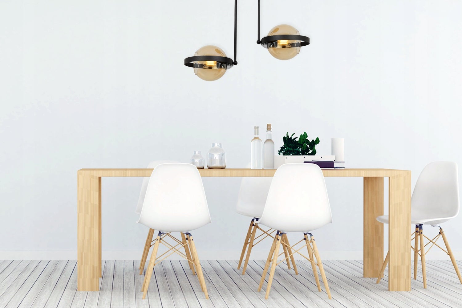 Lampa sufitowa wisząca modern 2xE27 klosz okrągły czarny/miodowy Light Home LH - 6