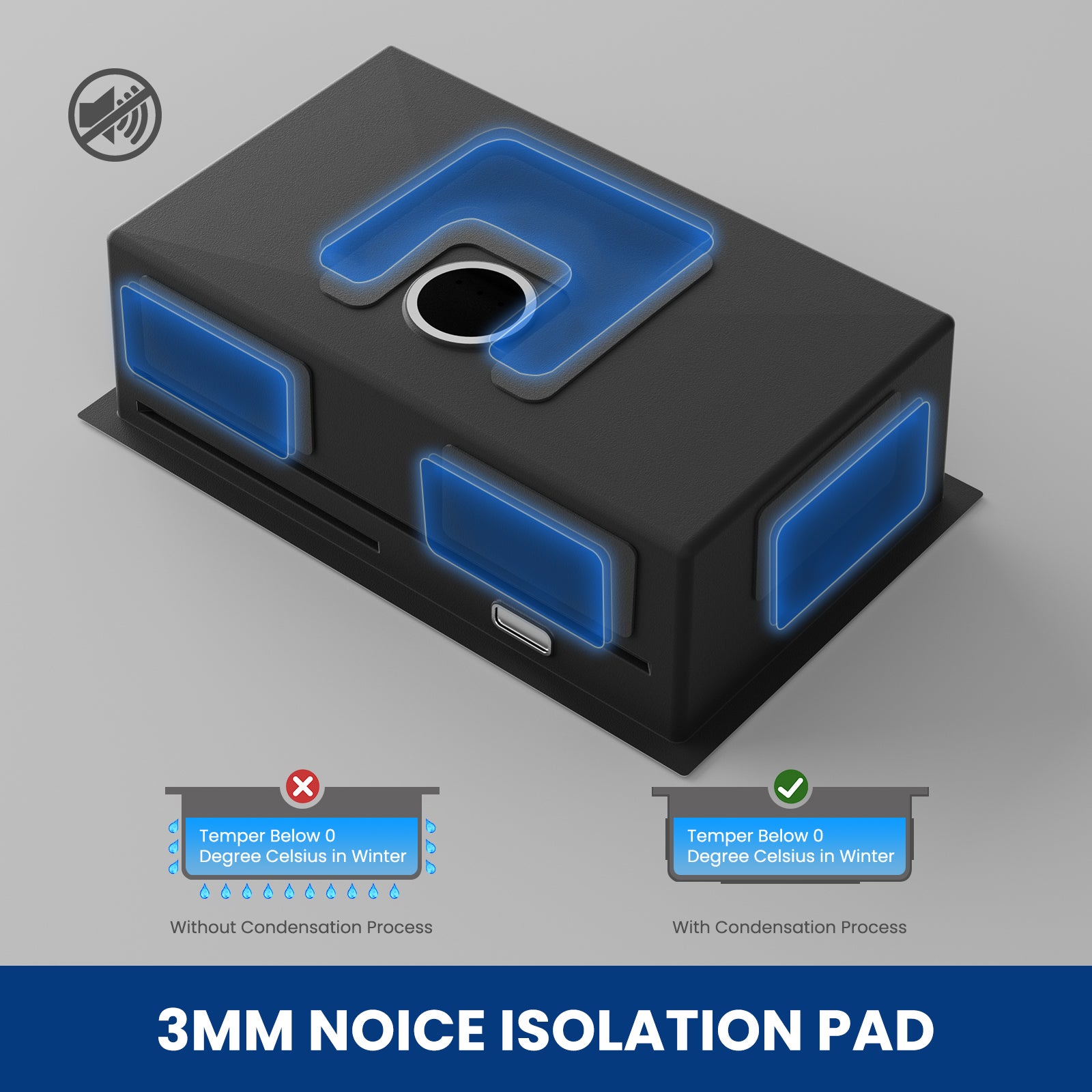 Cecipa max Évier Cuisine 1 Bac 70×44×21CM Évier à Encastrer Noir avec Egouttoir et Vasque,EU Modèle - 7