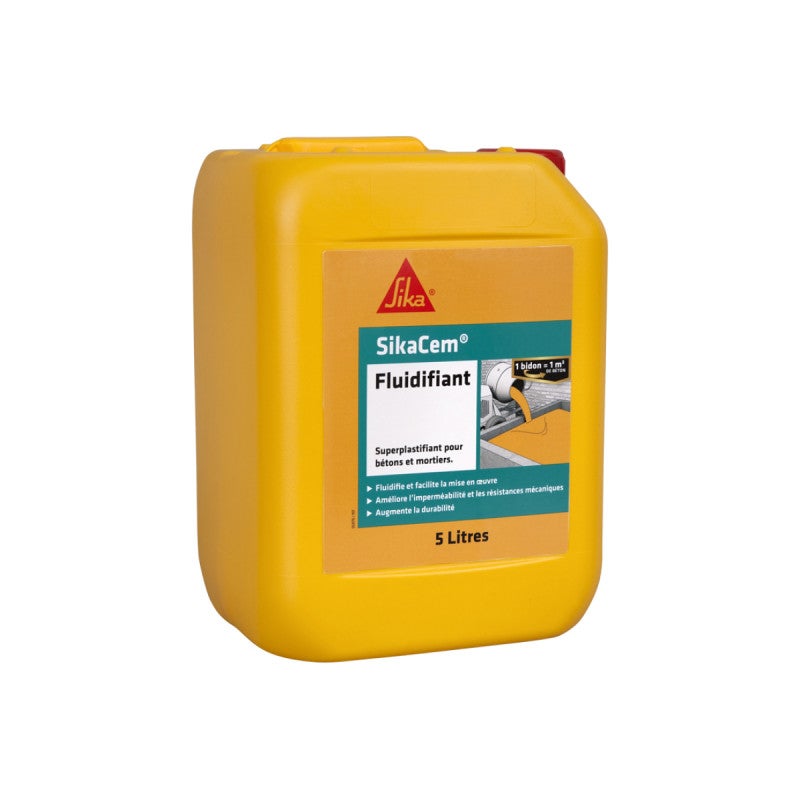 Lot de 3 superlastifiants hauts réducteurs d'eau SIKA SikaCem Fluidifiant - 5L - 5