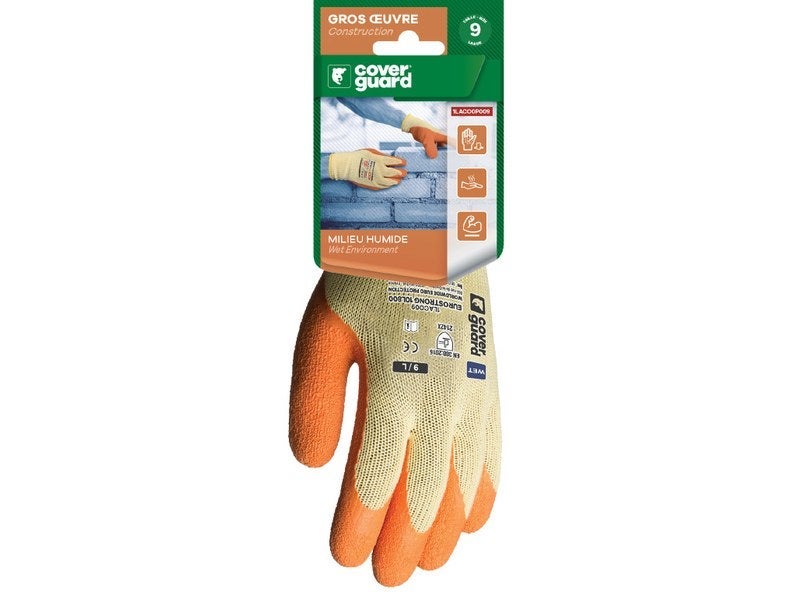 Gants EUROGRIP 10L800 tricot 10G paume latex adhérisé + cav - Coverguard - Taille L-9 - 6