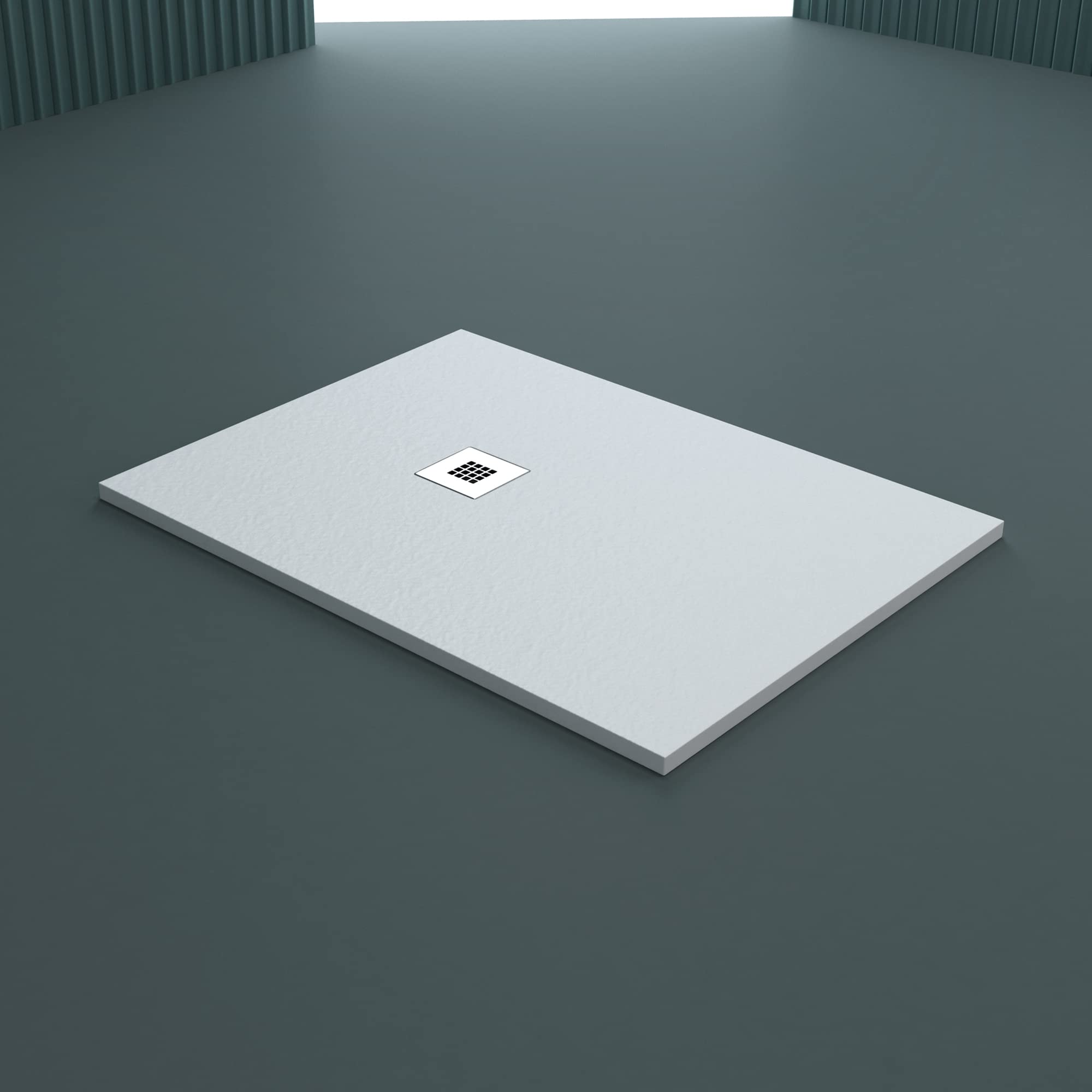 Receveur de douche blanc finition ardoise Stone Plus, grille de couleur Receveur de douche blanc finition ardoise Stone Plus, grille de couleur