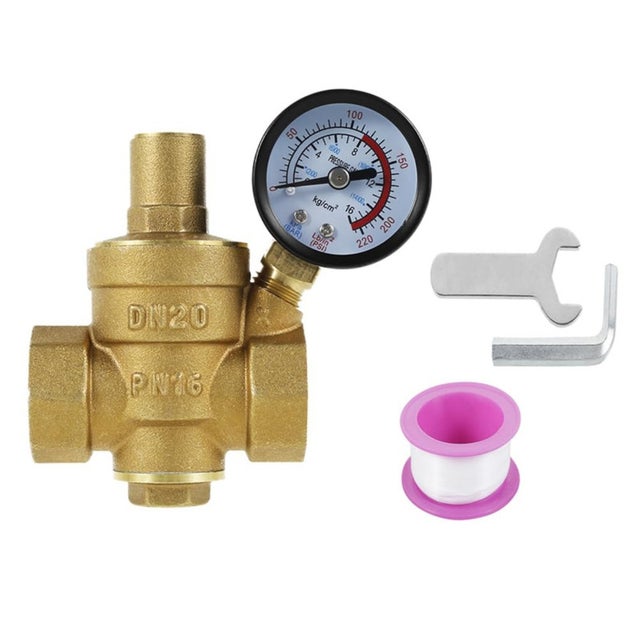 Plawee 3/4 DN20 latón ajustable presión de agua Reducer con Manometer