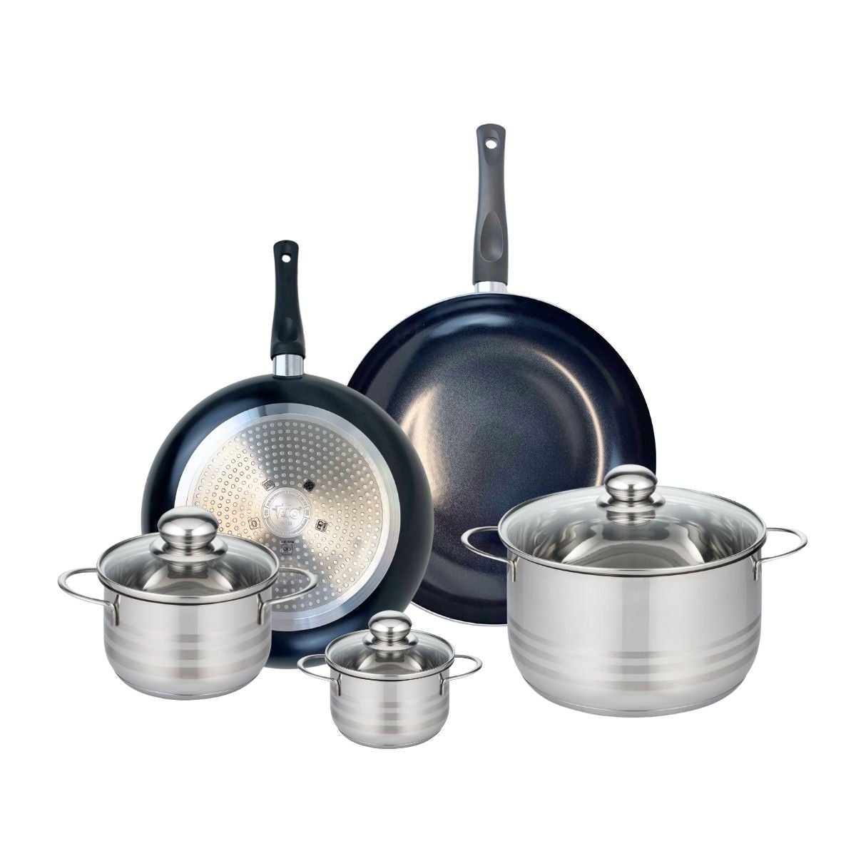 Set De 3 Poêles BRA Design 18-22-26 Cm - Aluminium Forgé Anti-Adhésif Sans PFOA - Tous Feux Dont Induction - Noir