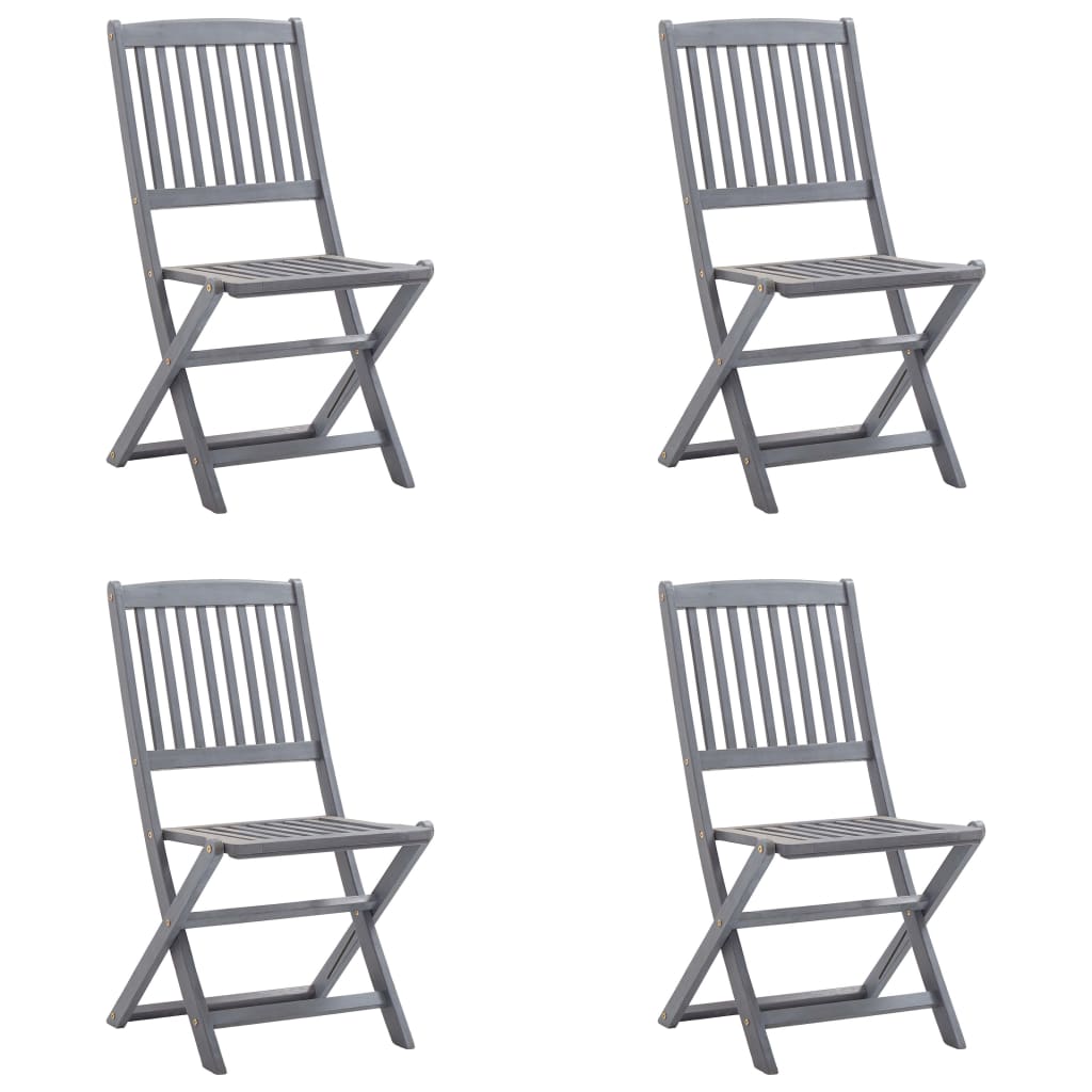 Chaises pliables d'extérieur 4 pcs avec coussins Bois d'acacia 34 - 8