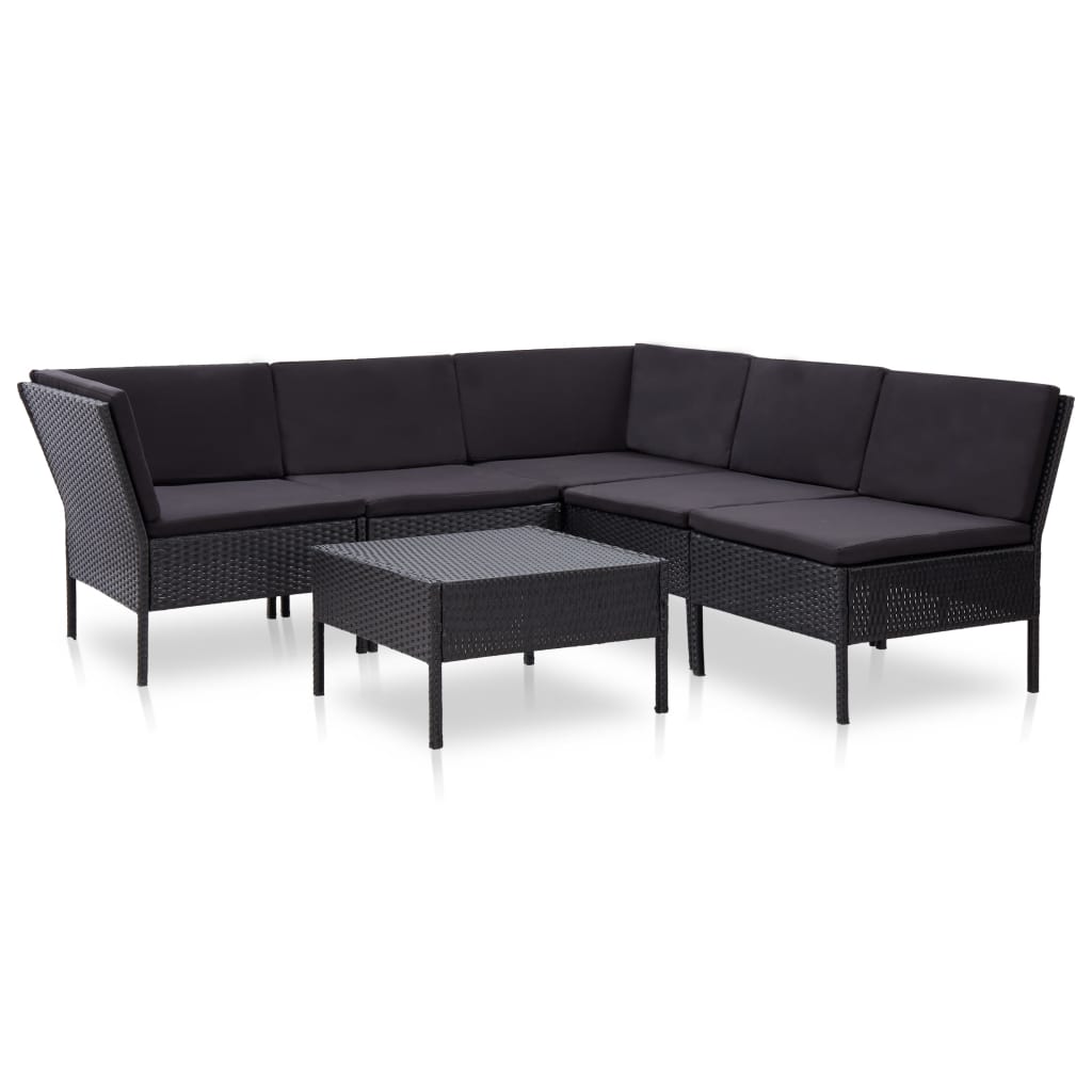 Salon bas de jardin en Rotin Noir 5 personnes | Leroy Merlin
