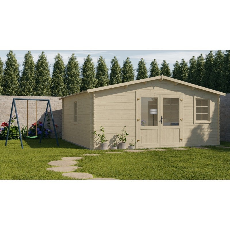 Abri de jardin en bois - 25m2 - 5x5m - Ep. 28mm - Couleur: naturel - DOM591 - ALTANKA - 7