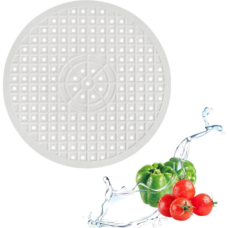 Mata do zlewu - Gumowa mata na blat do zlewu kuchennego - Średnica 31 cm - 1 sztuka - Biała, okrągła - 30,6 cm