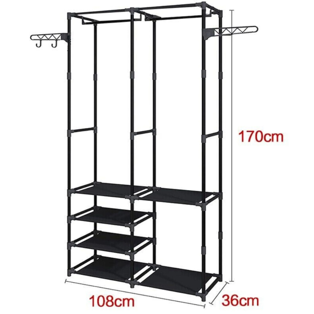 Cecaro Group - Stand Appendiabiti in Metallo con Asta Superiore e Ripiano Inferiore - 2