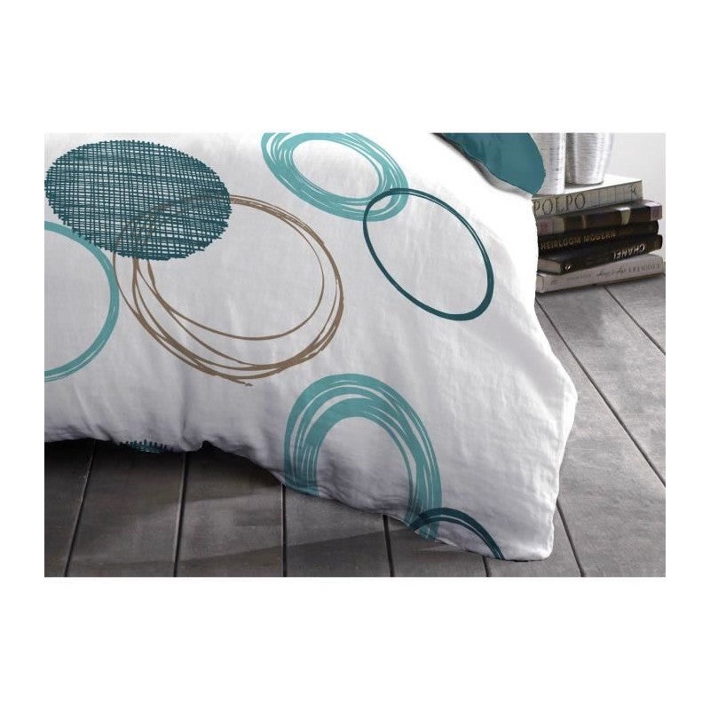 Parure de couette HOME LINGE PASSION Audace - couette 240 x 260 cm + 2 taies d'oreiller 63x63 cm - Bleu canard - 3