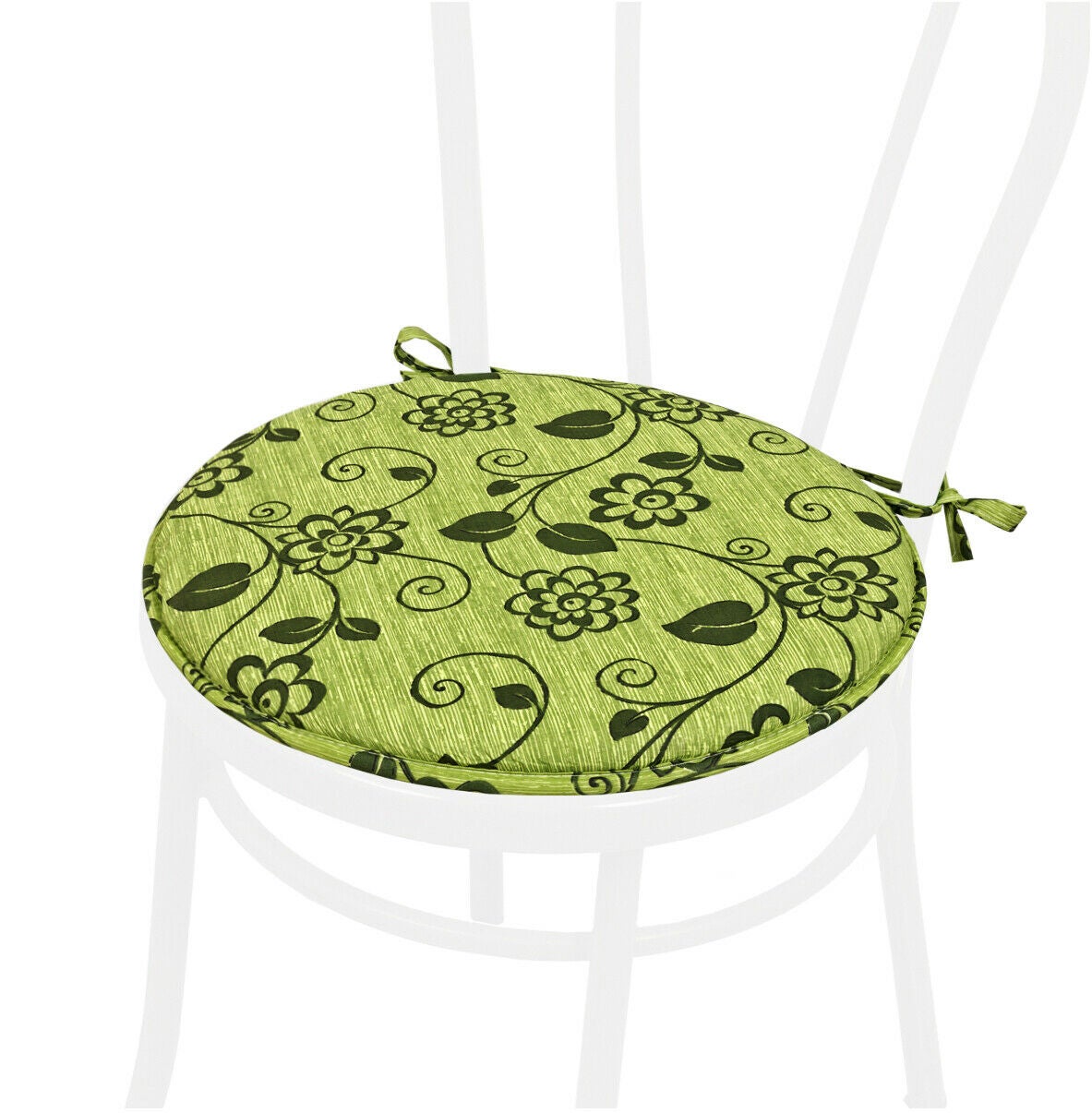 Cuscino Sedia Rotondo Con Laccetti - Morbido, Lavabile, Diametro 40cm, Made In Italy - Foto 3