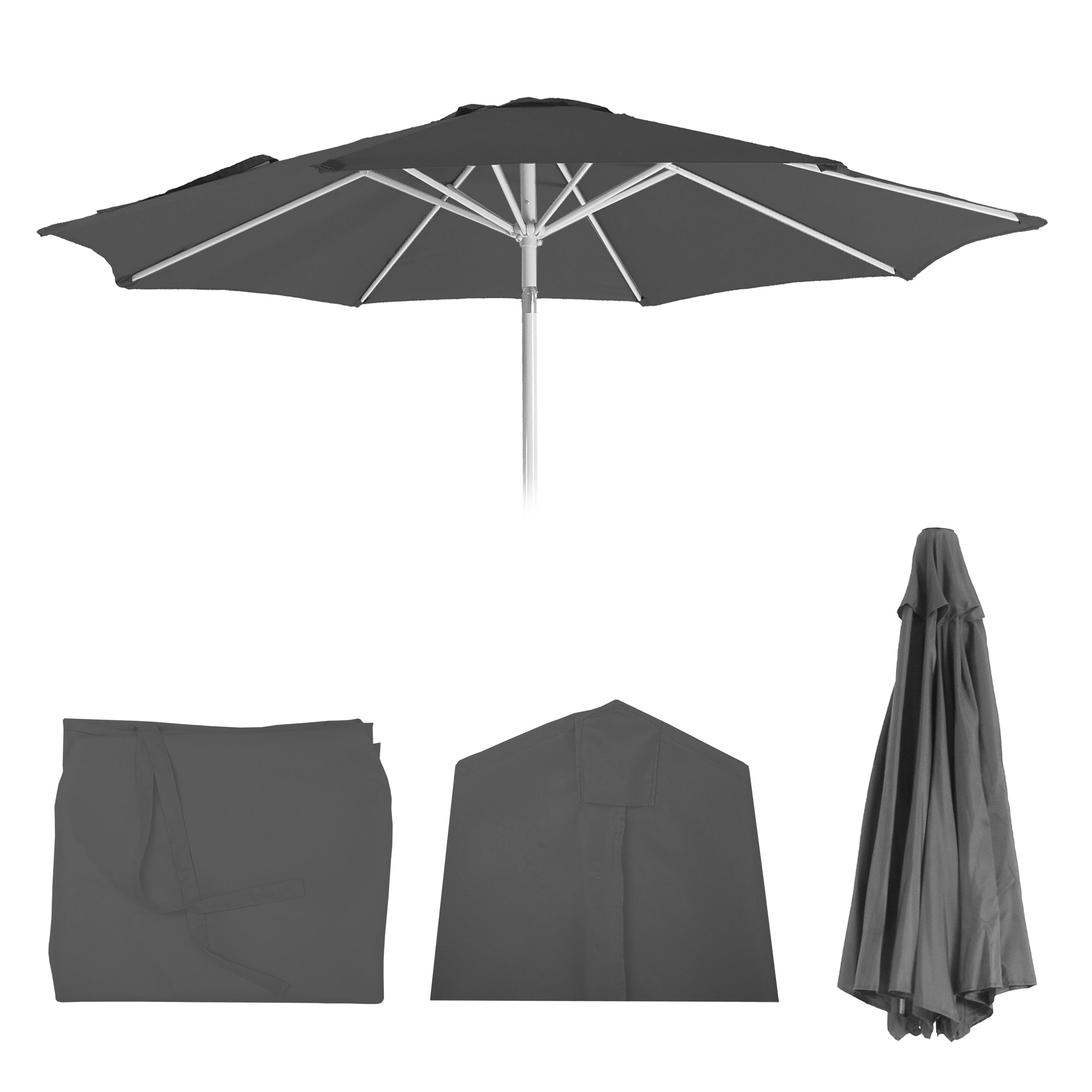 Pokrowiec wymienny na parasol N19, pokrowiec wymienny na parasol, Ø 3m tkanina/tekstylia ~ antracyt