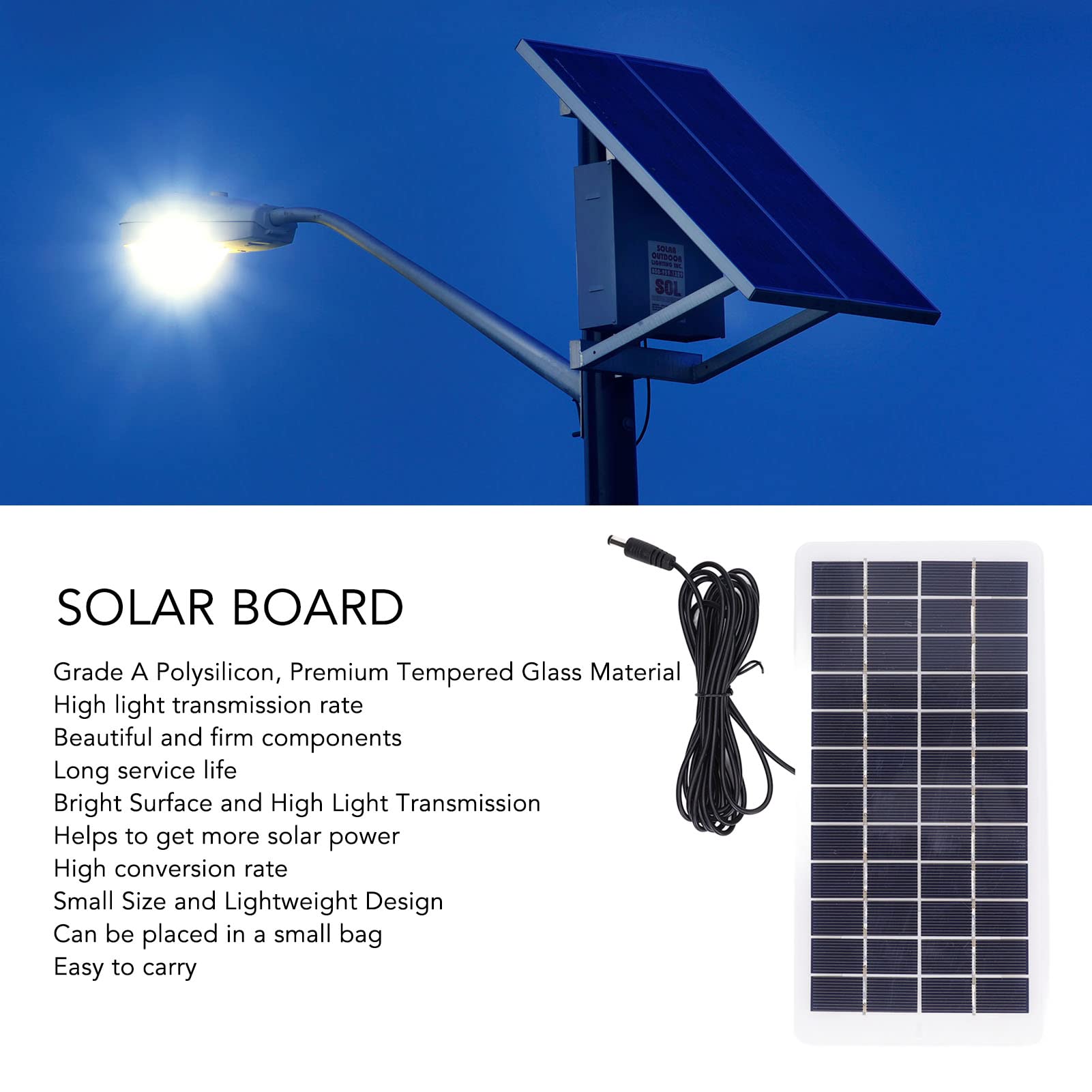 Pannello solare portatile in polisilicio ad alta trasmissione luminosa per batteria da 3,7 V 5 W 12 V - 7